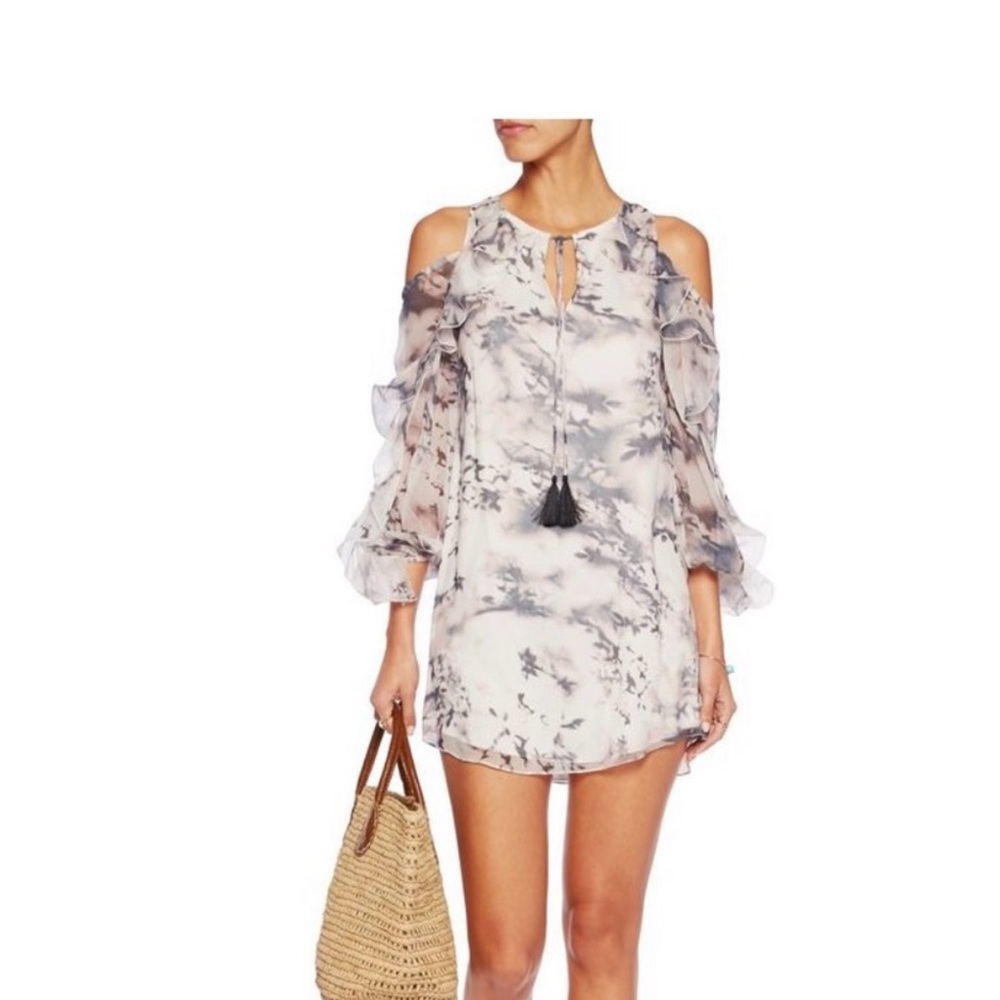 Haute Hippie Marble Print Cold Shoulder Dress